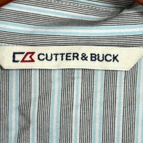 Cutter & Buck Womens XS Blue & White Striped Button-Up Shirt Cotton/Polyester - Picture 3 of 7